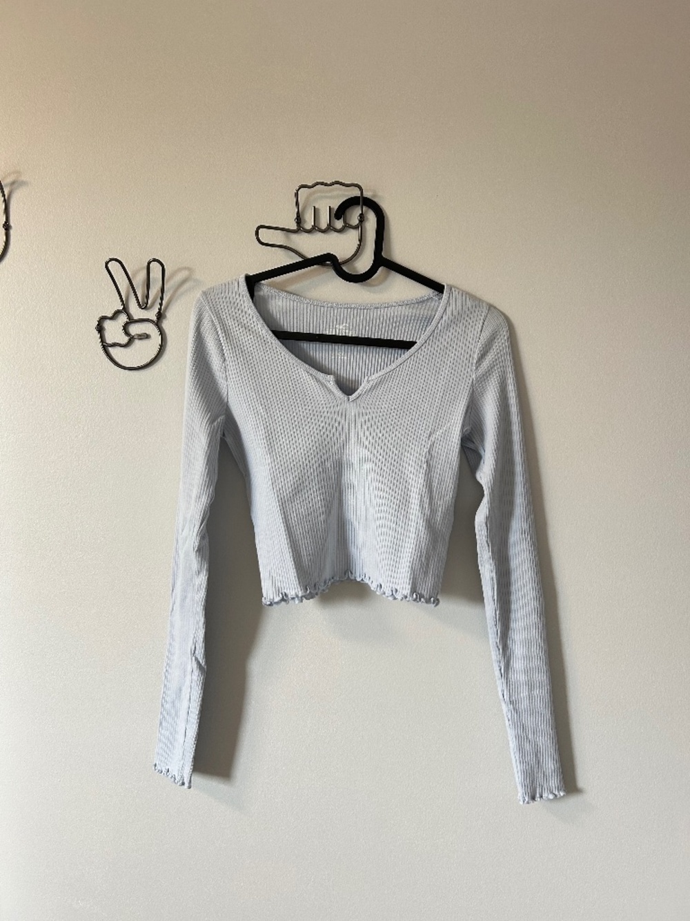 Hollister Cropped Lettuce-Edge Long Sleeve